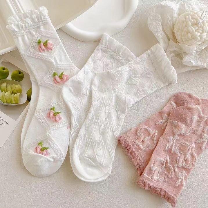 Cozy Lune BloomKnit Socks – 5-Pair Embroidered Set