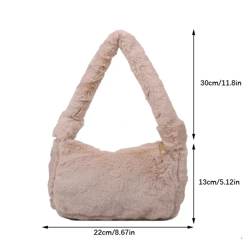 Cozy Lune PlushTote β Faux Fur Shoulder Bag