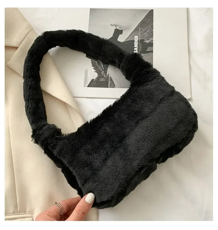 Cozy Lune PlushTote β Faux Fur Shoulder Bag