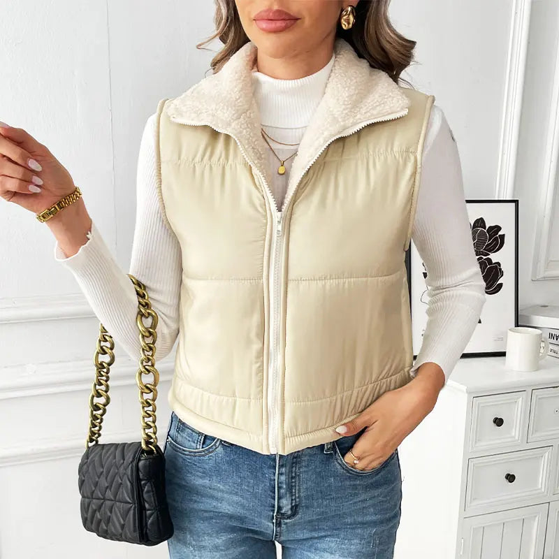 Cozy Lune SoftShell Vest – Reversible Sherpa Puffer