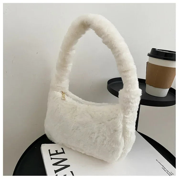 Cozy Lune PlushTote β Faux Fur Shoulder Bag