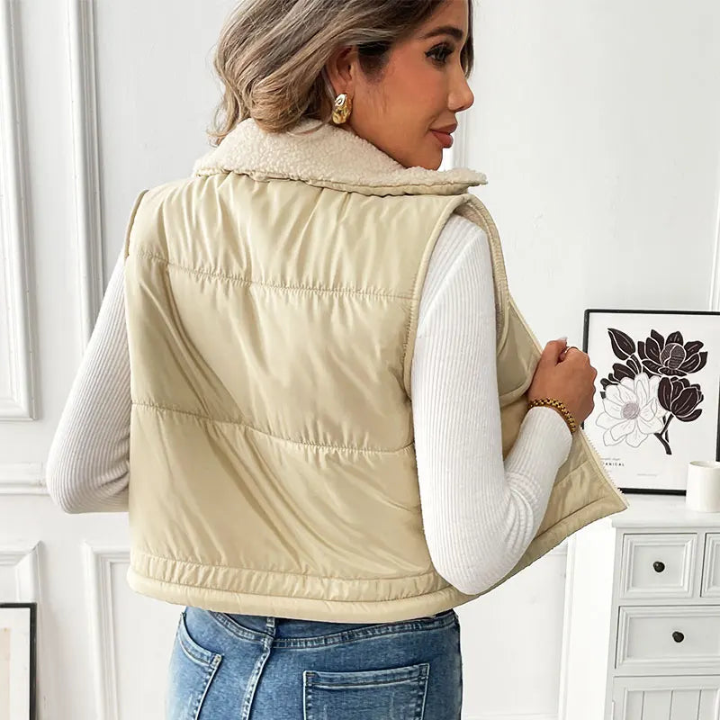 Cozy Lune SoftShell Vest – Reversible Sherpa Puffer