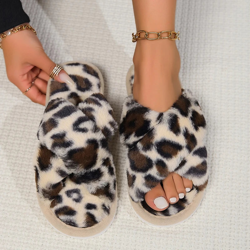 Cozy Lune CloudSlides β Fluffy Cross Slippers