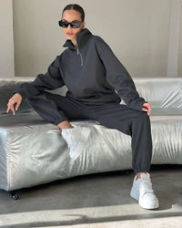 Cozy Lune PureEase Set – Half-Zip Fleece Lounge Set