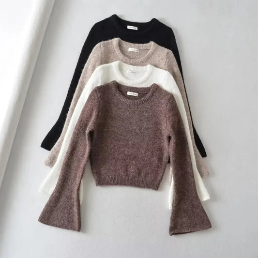 Cozy Lune KnitEase Sweater – Slim Fit Flared-Sleeve Knit Top