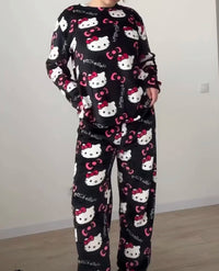 Cozy Lune X Hello Kitty Set – Plush Flannel Pajamas