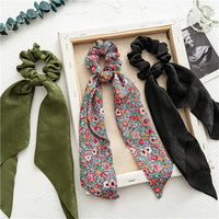Cozy Lune Satin Ribbon Scrunchie – Elegant Hair Tie with Flowing Bow
