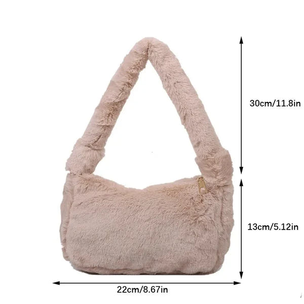 Cozy Lune PlushTote – Faux Fur Shoulder Bag