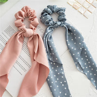 Cozy Lune Satin Ribbon Scrunchie – Elegant Hair Tie with Flowing Bow